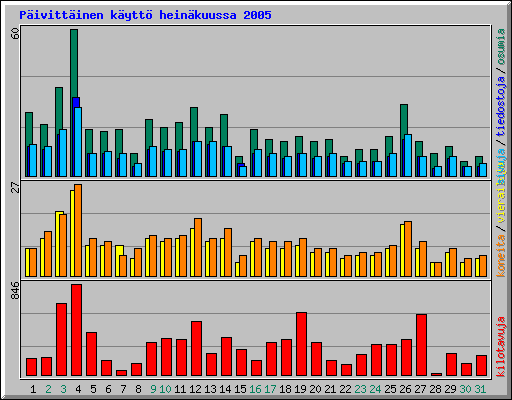 P�ivitt�inen k�ytt� hein�kuussa 2005