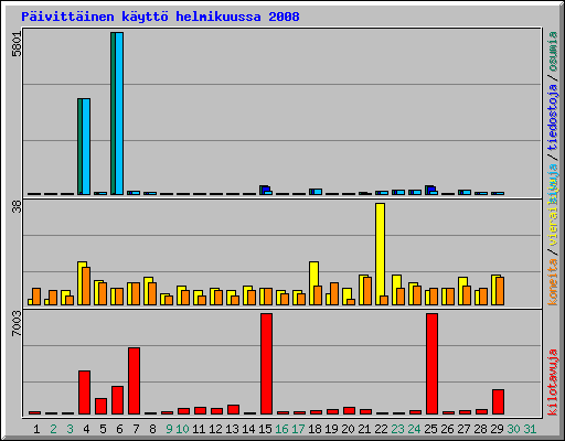 P�ivitt�inen k�ytt� helmikuussa 2008
