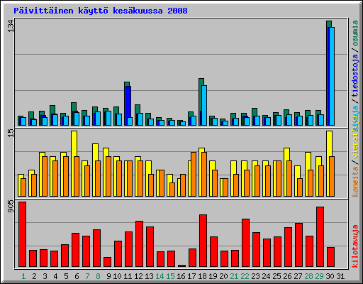 P�ivitt�inen k�ytt� kes�kuussa 2008