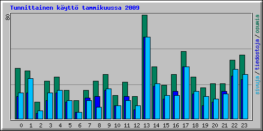 Tunnittainen k�ytt� tammikuussa 2009